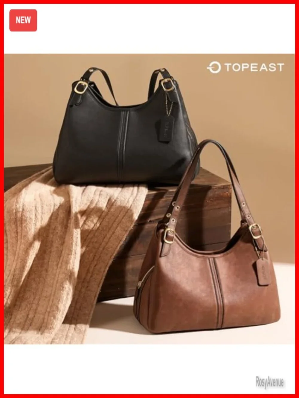 Slouchy Hobo Shoulder Bag, Faux Leather Handbag with Large Capacity